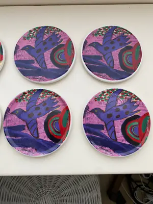 Corneille - 9 sts Corneille (Cobra-schilder) kleurrijke onderzetters kopen? Bied vanaf 75!