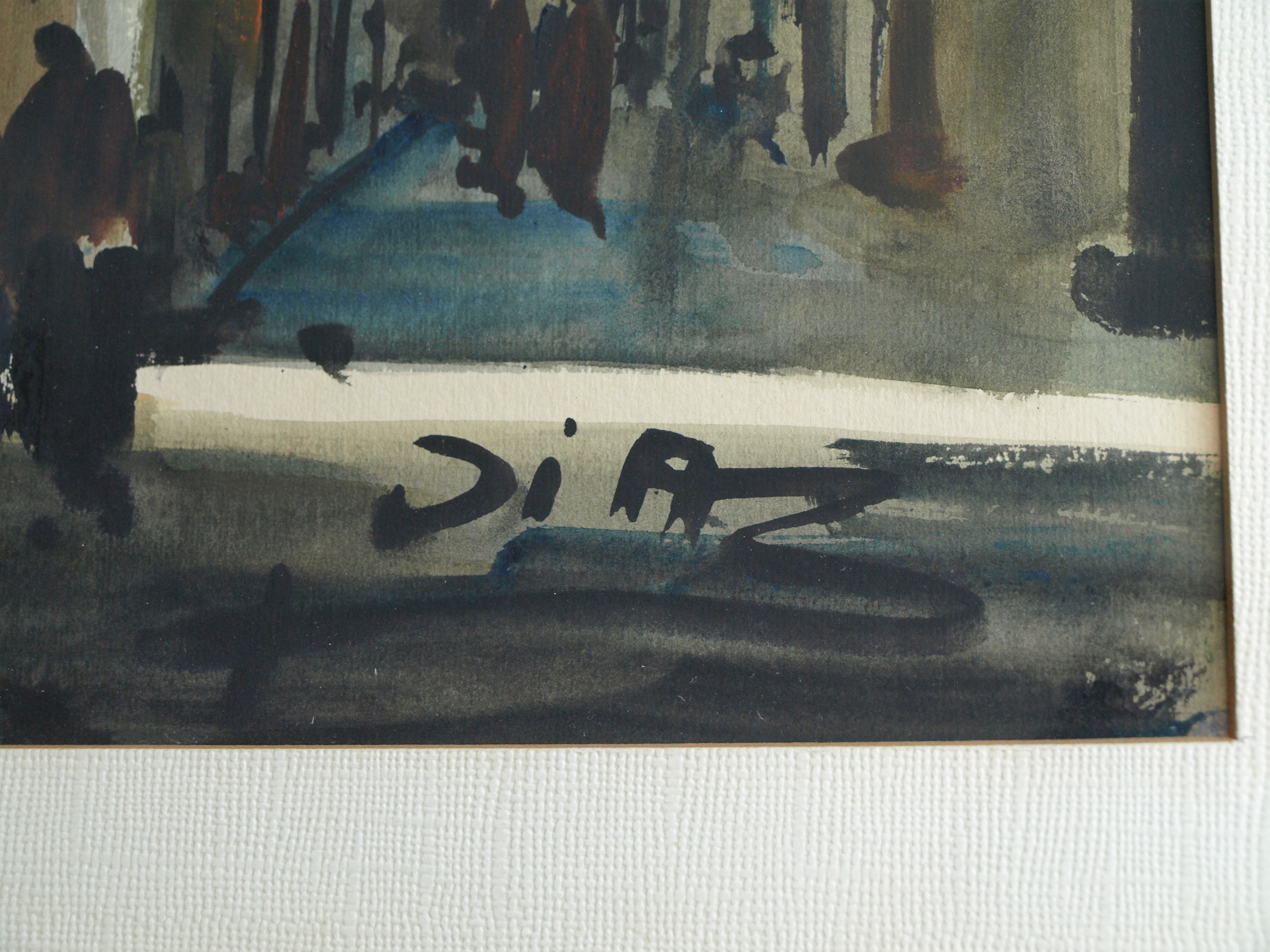 Niet of onleesbaar gesigneerd - Europese School - Aquarel – Straatje – gesigneerd & ingelijst  kopen? Bied vanaf 1!