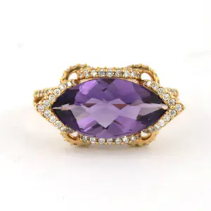 18k gouden ring met amethist en briljant geslepen diamant tot. 0.56ct kaufen? Bieten Sie von 825!