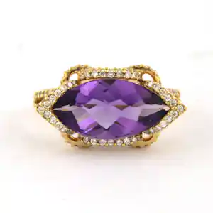18k gouden ring met amethist en briljant geslepen diamant tot. 0.56ct kaufen? Bieten Sie von 825!