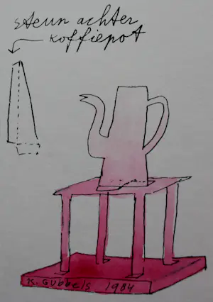 Klaas Gubbels - litho met aquarel: "bouwplaat" - 1984 kopen? Bied vanaf 295!