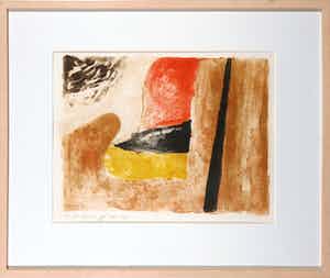 Jan Dijker - Litho, Z.T. Abstracte compositie - Ingelijst verkocht voor € 35!