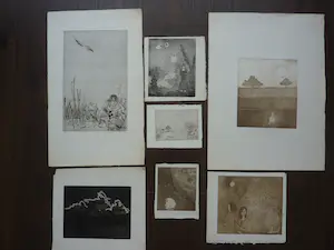 Margriet Snel - 7 etsen met figuren in landschappen kopen? Bied vanaf 50!