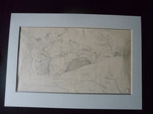 Willem van Konijnenburg - Potloodtekening. Landschap met rotsen. heeft rechtsonder een atelierstempel. kopen? Bied vanaf 35!