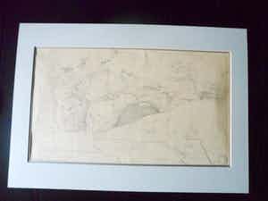 Willem van Konijnenburg - Potloodtekening. Landschap met rotsen. heeft rechtsonder een atelierstempel. verkocht voor € 35!