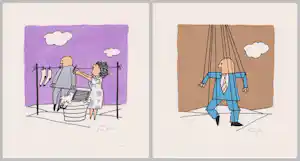 Harry Araten - Twee handgesigneerde zeefdrukken: Man at Work I & II | GRATIS VERZENDING kaufen? Bieten Sie von 35!