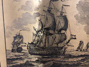 Pieter Schenk - Een Hollands Oorlogsschip van de 4e Rang op zijn Engels gebouwt zijn Fok op Gyen kopen? Bied vanaf 50!