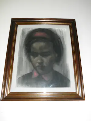 Willem Van Aerden - Houtskool/Pastel - Meisje met Rode haarband kopen? Bied vanaf 85!