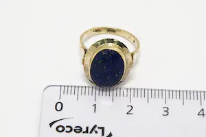85-  Klassiek model 18krt gouden ring met ovalen lapis lazuli edelsteen kopen? Bied vanaf 100!