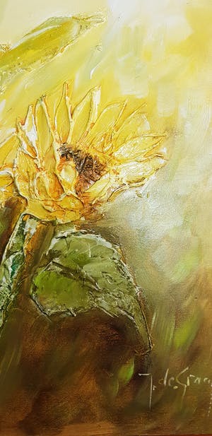 Jochem de Graaf - Zonnebloemen in reliëf kopen? Bied vanaf 250!