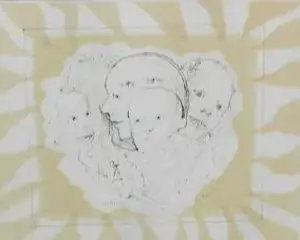 Co Westerik - Ingelijste zeefdruk: "een familie treffen" - 1986 kopen? Bied vanaf 225!