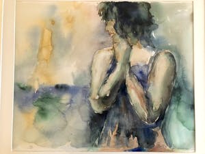 Betty van Beurden - Vrouw poserend - Aquarel, Ingelijst kopen? Bied vanaf 60!