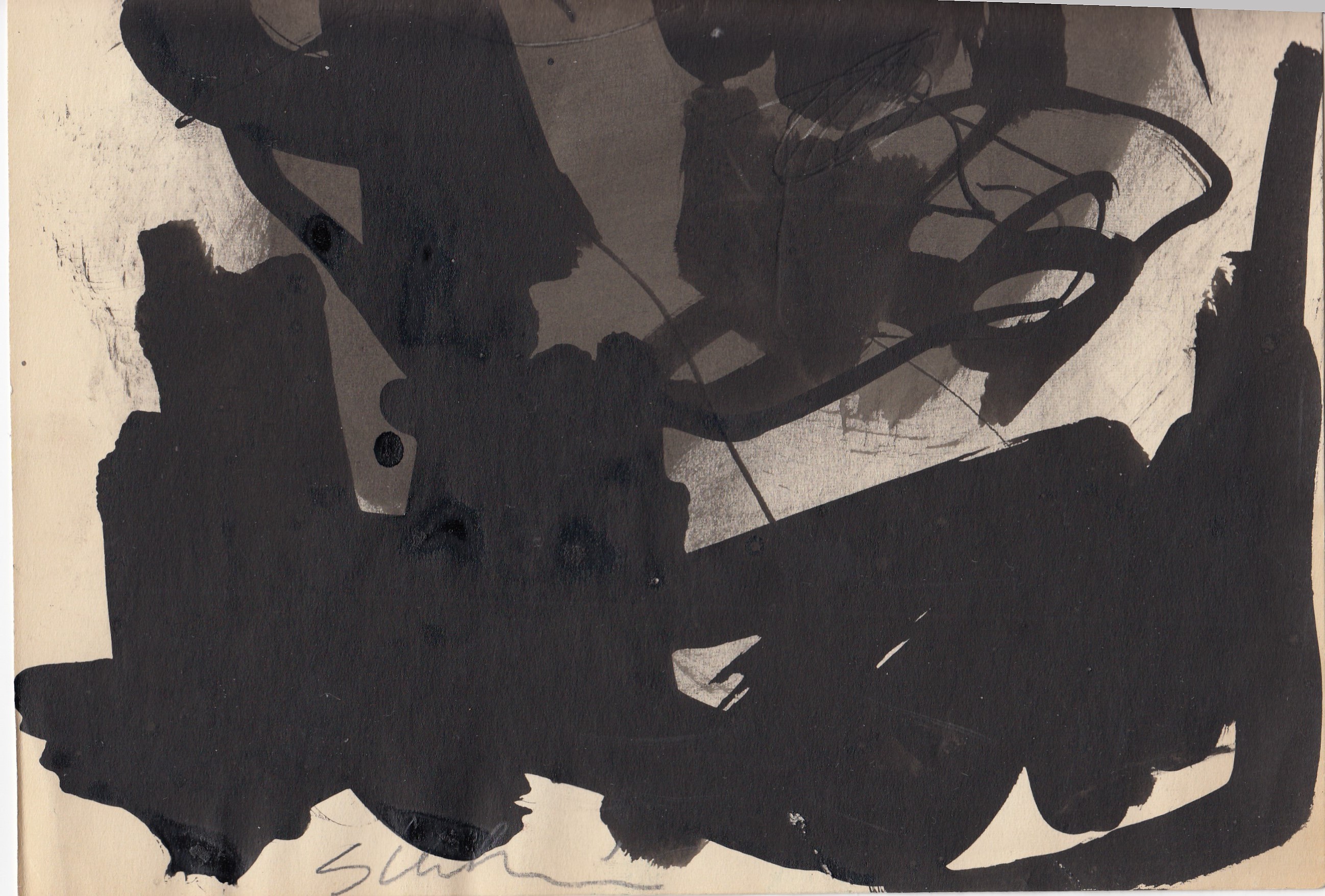 Jan Sierhuis - Abstracte Kompositie op papier gesigneerd. kopen? Bied vanaf 135!