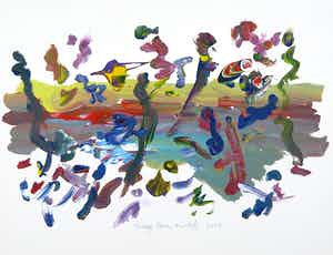 Freddy Flores Knistoff - Aquarel en acryl op papier, Zonder titel verkocht voor € 100!