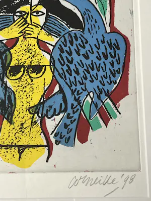 Corneille - Ingelijste gravure Vrouw en vogels, 1998 - Nummer EA 1/10 kopen? Bied vanaf 380!
