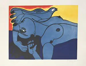 Corneille - Ets / Aquatint Vrouw en vogel, 1991 kopen? Bied vanaf 450!