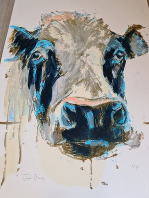 Theo Onnes - Zeefdruk. Titel. "Cow 1 ( Groot ) kopen? Bied vanaf 80!