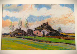 Peter van den Braken - Sfeervol expressionistisch pastel "boerderij te Nuenen" fraai ingelijst kopen? Bied vanaf 43!