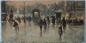 Niet of onleesbaar gesigneerd - P.Fontaine 20e eeuw Frans stadsgezicht kopen? Bied vanaf 10!