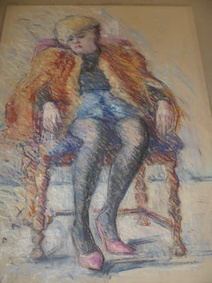 Wim van Bemmel - Pasteltekening. Dame in een stoel. kopen? Bied vanaf 35!