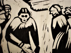 Hendrik van der Horst - UNIEK GRAFIEK! Grote Sport-Linosnede "de barre Elfstedentocht 1963" kopen? Bied vanaf 10!