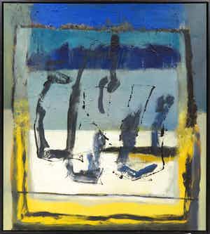 Frans Nicolai - Gemengde techniek op doek, Abstracte compositie - Ingelijst (Zeer groot) verkocht voor € 160!