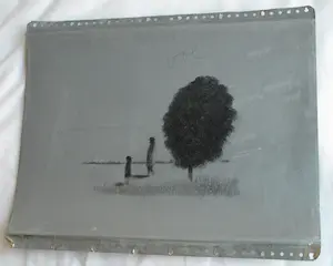 Metten Koornstra - Originele drukplaat , “Man met kind bij boom” – 1972 kopen? Bied vanaf 20!