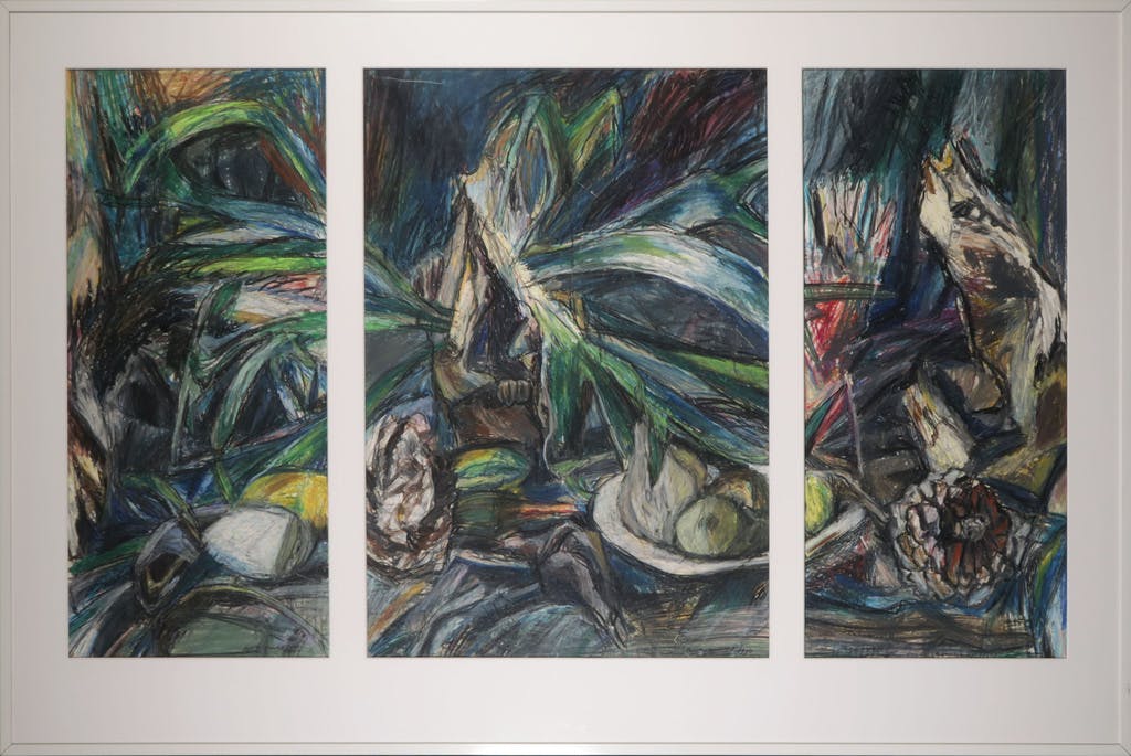 Marja de Raadt - Marja de Raadt: Gemengde techniek, Hertshoornvaren - Ingelijst (Zeer groot) kopen? Bied vanaf 50!