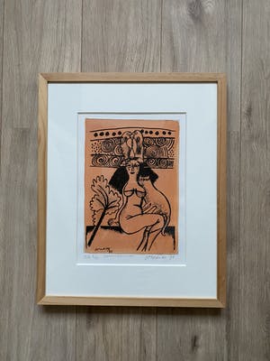 Corneille - Vrouw met kat, ets/aquarel kopen? Bied vanaf 275!