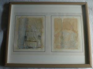 Jaap Witzenhausen - Ingelijste dubbele collage / aquarel , “Zonder titel” – 1977 kopen? Bied vanaf 1!