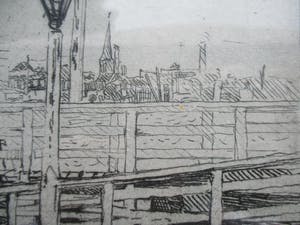Antoon Derkzen van Angeren - Zicht op de Haven van Rotterdam 1908 kopen? Bied vanaf 65!