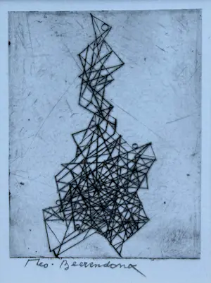 Theo Beerendonk - Tweeluik etsen op papier | 'Zonder titel' | begin jaren '70 kopen? Bied vanaf 80!