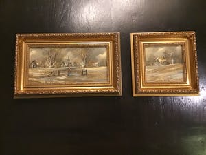 Niet of onleesbaar gesigneerd - Twee miniatuur landschapjes. kopen? Bied vanaf 1!