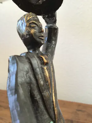 Brons (Onbekend) - Rob Verhoeven, Beeld Man zwaaiend met hoed, Gesigneerd kopen? Bied vanaf 45!