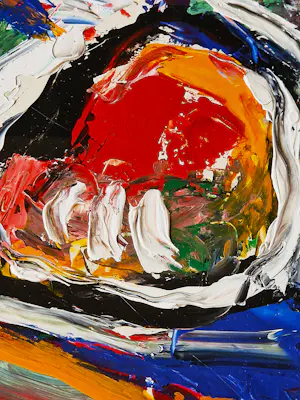 Gerriet Postma - bekend Fries expressionist - "dik in de verf" abstract olieverf - mooi ingelijst kopen? Bied vanaf 178!