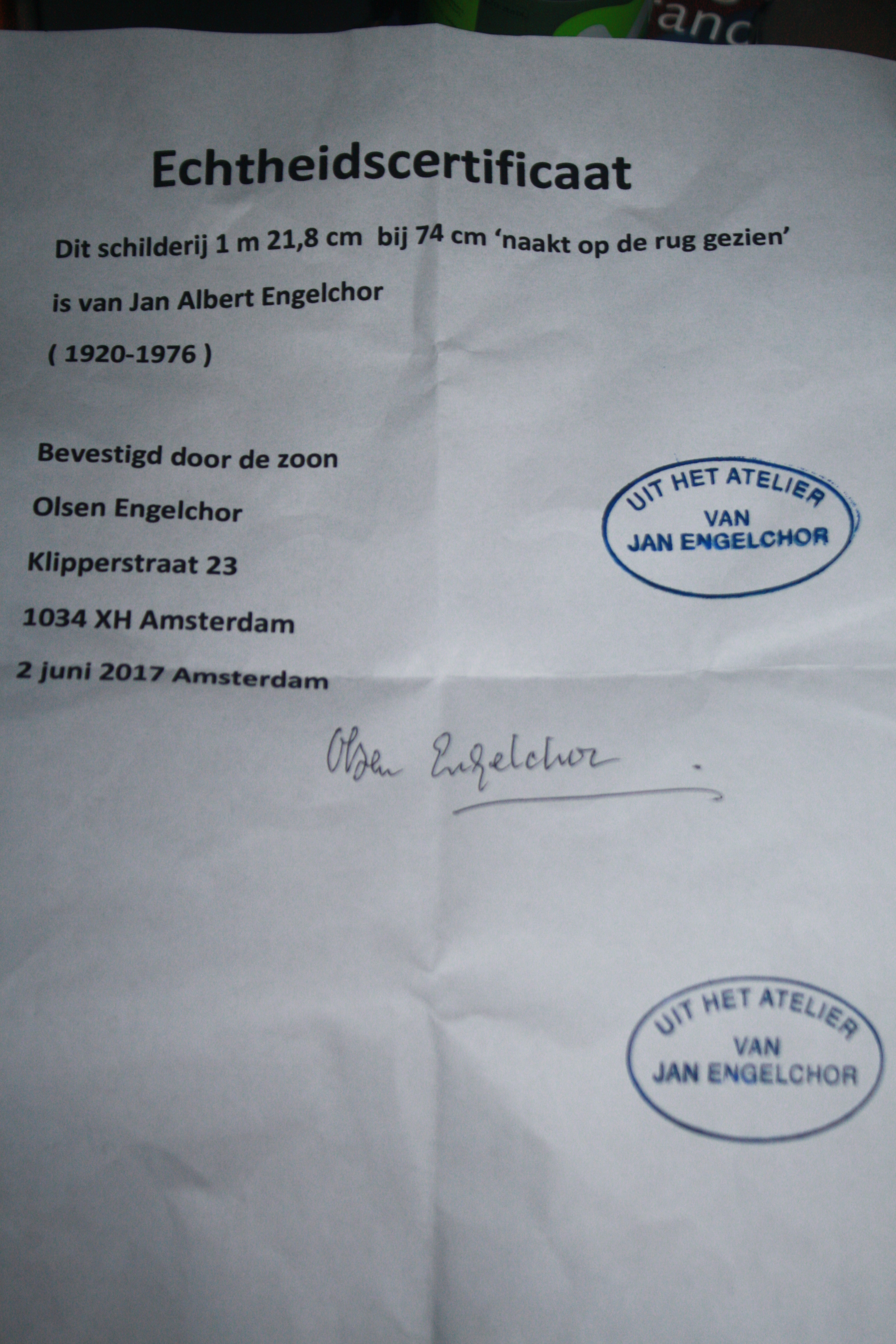 Jan Engelchor - naakt op de rug gezien kopen? Bied vanaf 1200!