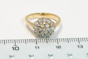 12- Charmante 18 Krt geel-gouden rozet ring met 19 briljanten (0.65ct) diamant kopen? Bied vanaf 600!