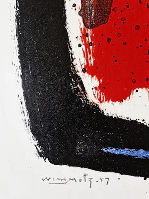 Wim Motz - 1957 - geometrisch abstracte kleuren-lithografie - zonder titel- gesigneerd kopen? Bied vanaf 39!