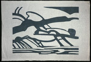 Paul Overhaus - Houtsnede op Japans papier, Zee kopen? Bied vanaf 1!