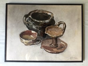 Jelle Hoogstra - Stilleven met kruik - Gouache, Ingelijst kopen? Bied vanaf 35!