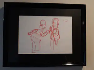 Matt Groening - originele productietekening The Simpsons, ingelijst + Certificaat kopen? Bied vanaf 100!