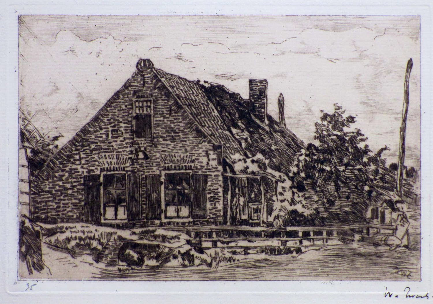 Willem de Zwart - Huis met telegraafpaal - Ets - Klassiek - 1896 - Zeer goede conditie kopen? Bied vanaf 50!