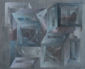 Piet van Mook - Verf op print, Zonder titel - Ingelijst kopen? Bied vanaf 1!