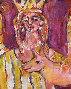Christine Spierings - Olieverf op doek, Queen and flying pig kopen? Bied vanaf 40!
