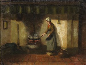 Hendrikus van Langen - olieverf op doek - vrouw in 19e -eeuws interieur kopen? Bied vanaf 35!