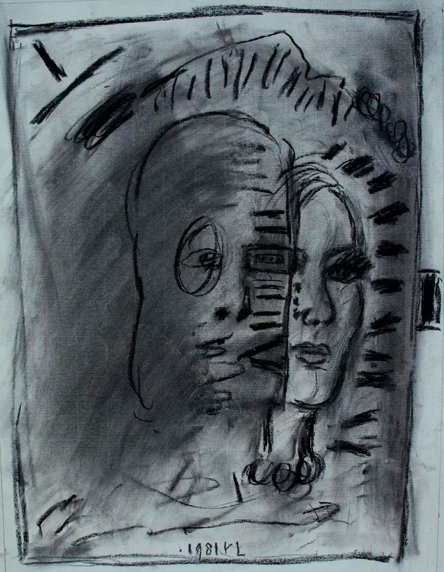 Reinier Lucassen - Krijttekening: 2 figuren - 1981 kopen? Bied vanaf 275!