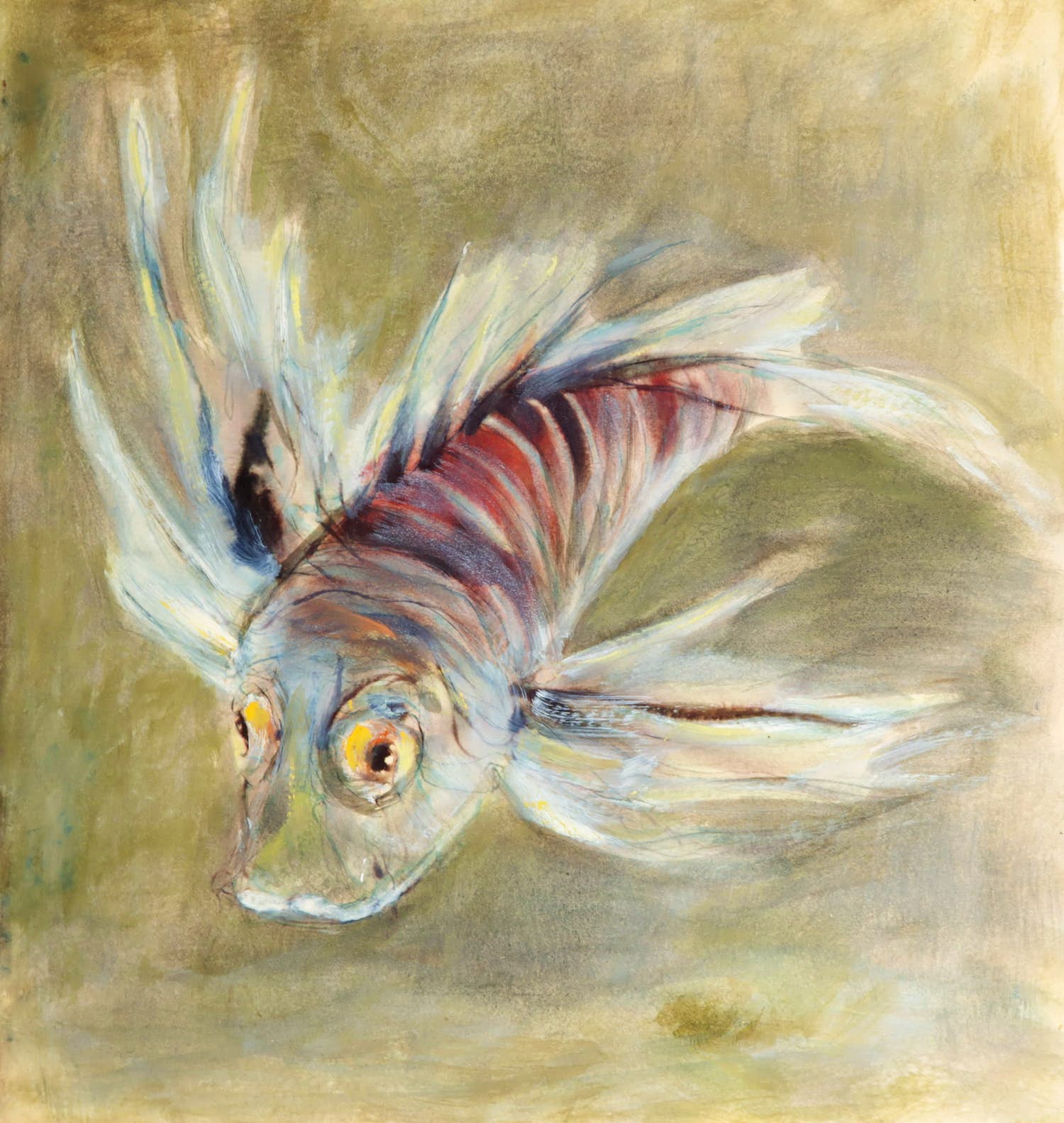 Mariette van Kemenade - Pasteltekening, Vis verkocht voor € 20!