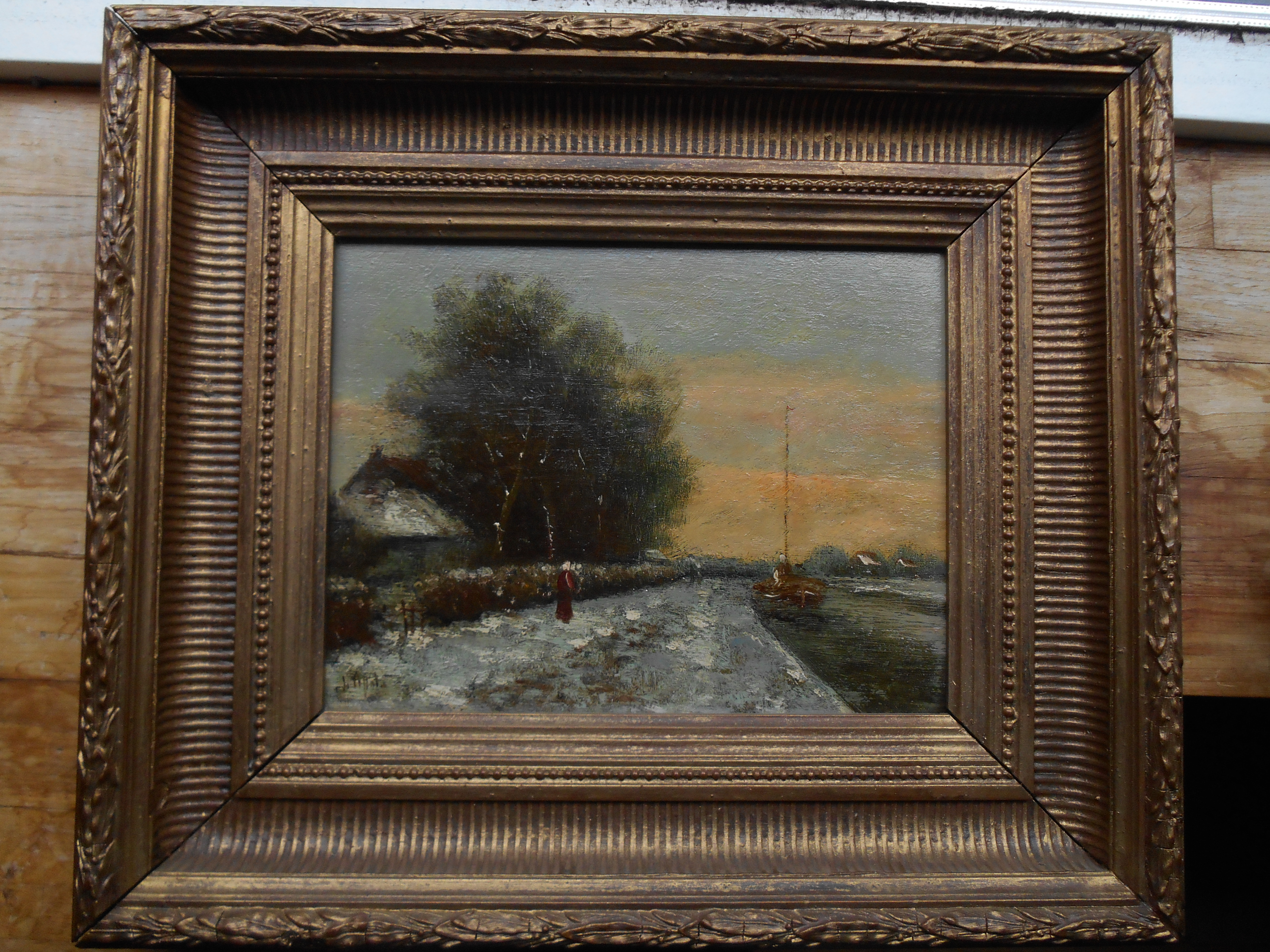 Niet of onleesbaar gesigneerd - Winterlandschap naar Louis Apol verkocht voor € 1!