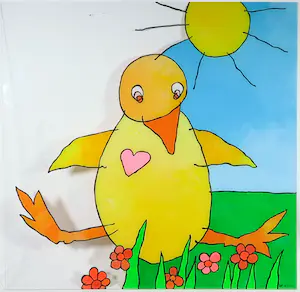 Ella Steenmeijer - Acryl op plexiglas, Kindertekening kopen? Bied vanaf 1!