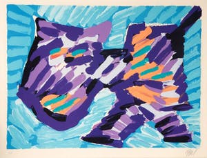 Karel Appel - Kleurenlitho WALKING CAT Handgesigneerd. kopen? Bied vanaf 575!